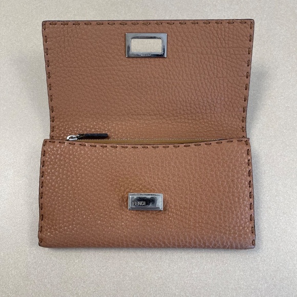 FENDI Selleria Leather Peekaboo Long Wallet - Brown - Preowned - Picture 4 of 14